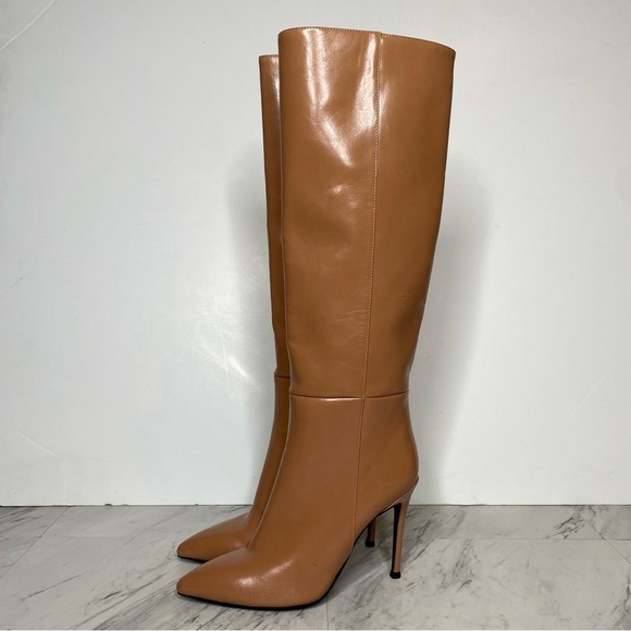 Jeffery Campbell Pointy Toe Tan Faux Leather Tall Boot 5 1/2 - Picture 15 of 15